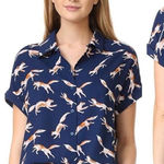 Cooper and Ella  Alice Button Front Blouse Fox Print Size Large Photo 0