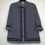 Allison Daley 3/4 Sleeves Button Up Shirt Women's Polka Dot Dark Blouse Sz 14 Photo 0