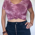 American Eagle  V Neck Top Purple Tie Dye Wine Pink Photo 0