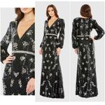 Mac Duggal  Embellished Wrap Over Bishop Sleeve Gown maxi Dress size 6 C7 Photo 1