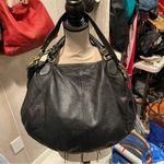 Botkier 90s-Y2K Botiker NY oversized black pebbled leather half moon tassel hobo bag big Photo 12