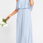 Show Me Your Mumu  Caitlyn Ruffle Maxi Dress Cold Shoulder Steel Blue Chiffon M Photo 0
