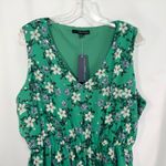 Adrienne Vittadini Adrienne Vittadini XL Dress Green Floral Metallic Belted Crepe Sleeveless 1227 Photo 2