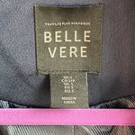 Belle Vere Navy Blue Belted Trench Coat Jacket Unique Sleeves Satin Feel Sz S Photo 4