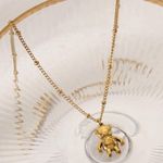 Gold‎ Teddy Bear Pendant Necklace – 14K Plated Stainless Steel Chain Photo 0