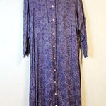 Bryn Walker Vintage Dress Purple Midi Button Front Jacquard Dress Tie Sz M GUC Photo 0
