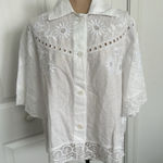 Madewell  Short Sleeve Collared Embroidered Lace Button-Up Shirt White Size M Photo 0