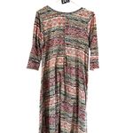 Feathers Pink Gray Asymmetrical Sundress Cuffed Sleeves Photo 2