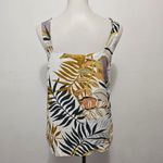 C&C California  Muted Multicolored Palm Print Linen Button Down Tank Size Medium Photo 3