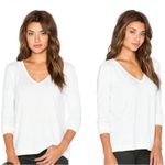 Rag and Bone  Theo Long Sleeve V Neck Tee in Bright White Size Large Photo 5