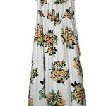 Jessica London  Sz 14 W Flounce Maxi Dress Floral White Yellow Sleeveless Photo 0