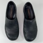 Merrell Emma Nubuck Leather Clog Slip On Black 6 Block Heel Photo 2