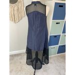 Staci Snider Dark Blue Linen Black Mesh High Low Outdoors Summer Maxi Dress Size XS Photo 1