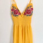Forever 21 Yellow Embroidered Floral Romper L Photo 0