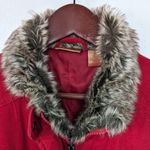 Northcrest Red Courdroy Zip Up Vest Faux Fur Neck Collar Women's Medium 10 Photo 4