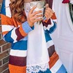 Ecowish  Autumn Stripe Draped Duster Cardigan Size Medium Photo 1