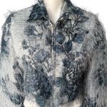 Vintage 90’s Rare Mesmerize Fuzzy Long Eyelash Zip Front Crop Top/Jacket, Sz S Blue Photo 6
