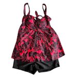 Tankini Swimsuit XL Red Black Paisley‎ Swim Dress Two Piece Bathing Suit Photo 5