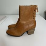 Latigo  Cognac Brown Leather Boots Size 6.5 Lace Up Back Photo 3