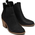Toms NWT  Everly Black Leather Cutout Heeled Boot  SZ-12 Black Photo 0