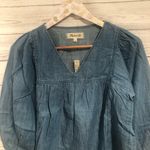 Madewell NWT Denim shirred balloon peasant top Photo 3
