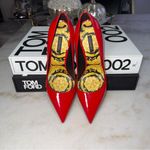 Versace New Barocco Pointy Toe Pump in Patent Red Photo 1
