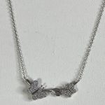 925 Sterling Silver Pavé CZ 2 Mom+ Baby Butterflies Pendant 16" + 2" Necklace Photo 2
