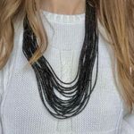 NWT Black Seed Bead Multi Strand Necklace “Thalia” Dark Gold Old Stock Ebony Photo 5