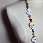 Vintage Mardi Gras Mask Beaded Necklace Gold Photo 2