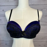 Victoria's Secret Victoria’s Secret Bombshell Push-Up Plunge Bra 36B Purple Black Lace NWT Photo 0