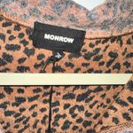 MONROW Brown Leopard Print Quarter Zip Pullover Sweater Large Photo 2