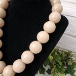 Statement Chunky Taupe Bead Necklace with Heart Pendant Tan Photo 4