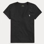 Ralph Lauren Polo  Women’s Sz M Polo Black Jersey V Neck‎ Tee Photo 1