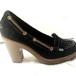 Sperry Topsider Women's Black Heeled Suede Leather Loafers Black 6.5M Photo 0