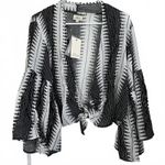 Elan Bell Sleeve Cover-Up Cardigan Abstract Black White Kenya NWT XS Photo 3