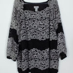 Catherines Womens Floral Lace Overlay Tunic Top Size 4X Whimsigoth Dark Romantic Photo 0