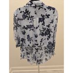 Candie's ​ Y2K Blue Floral Sheer Button-Up Blouse Top M Roll Tab Sleeve Fairycore Photo 7