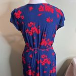 Gap  wrap Navy and Red Floral midi Dress, size large Photo 2