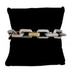Sam Edelman NEW - Timeless Two-Tone Polished Gold & Textured Silver Curb Chain Link Bracelet Photo 1