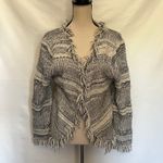 Dolce Cabo Fringe Cardigan Womens Sweater Sz Large Boho Western Festival Cottage Black Photo 8