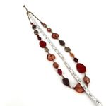 Chico's Chico’s faux stone acrylic long beaded dark reds browns necklace gold tone Photo 4
