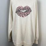 Wildfox Oatmeal Leopard Lips Soft Sweatshirt Kiss XL Oversized Photo 0