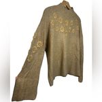 CeCe  Tan Knit Sweater Floral Detailing Photo 2