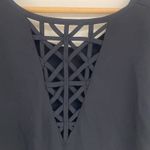 Black Sheer Cutout Back Short Sleeve Open Shoulder Top Size S Photo 4