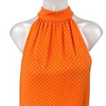 Alice + Olivia  Liana Orange Bow High Neck Sleeveless Checkered Blouse Top Size S Photo 3