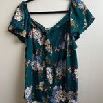 Monteau  green floral flutter sleeve blouse Size 2X Photo 2