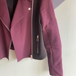 Wilfred Montesson Crepe Moto Jacket Sz 2, Maroon/Black Colorblock EUC Photo 3