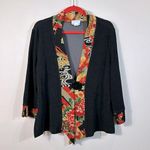 Soft Surroundings Kimono Jacket Women Medium One Button Floral Black Lightweight Photo 0