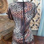 Agenda Black and Brown Animal Print Cowl Neck y2k Blouse Size L Photo 1