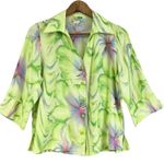 VTG Sea Suns Blouse Top Womens Small Tropical Floral Cottagecore Boho Bratz USA Green Photo 0